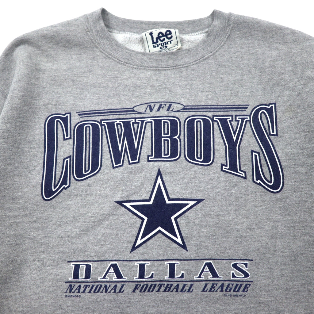 LEE SPORT 90s USA Made NFL Print Sweatshirt XL Grey Cotton DALLAS COWBOYS