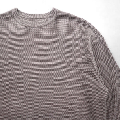 crepuscule Moss Stitch Pullover Knit Sweater, Pique, Medium, Gray, MOSS STITCH P/O, Big Size, 1803-001, Made in Japan