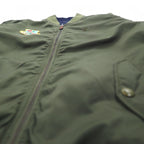 POLO RALPH LAUREN Reversible MA-1 Flight Jacket L Khaki Navy Polyester Patch Small Pony Embroidery TALON Zip