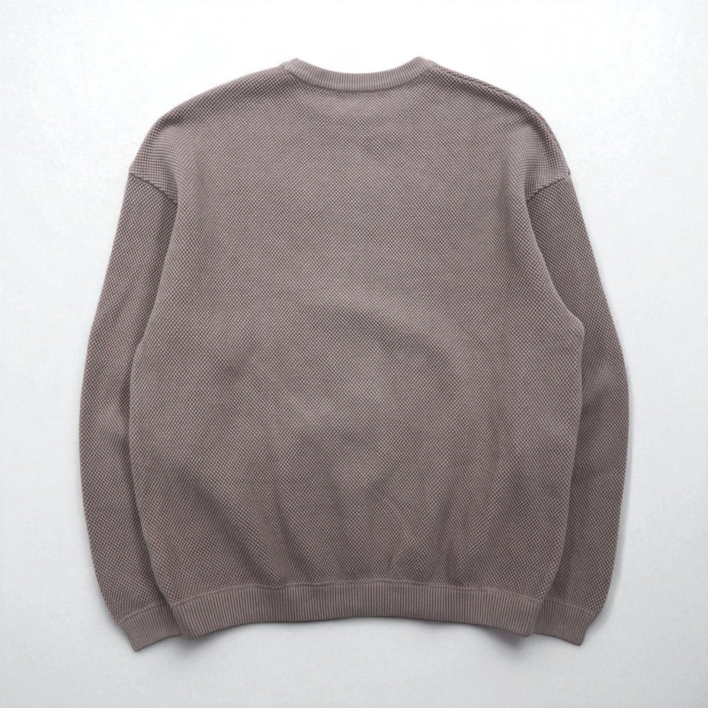 crepuscule Moss Stitch Pullover Knit Sweater, Pique, Medium, Gray, MOSS STITCH P/O, Big Size, 1803-001, Made in Japan