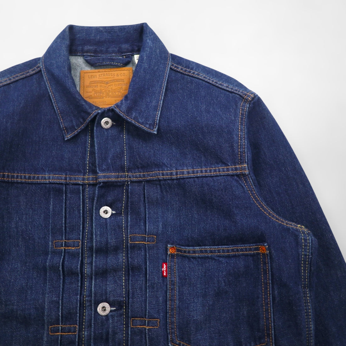 Levi's PREMIUM ビッグE 大戦モデル 1stタイプ デニムジャケット Gジャン M インディゴ TYPE 1 TRUCKER JACKET A3147 シンチバック ダブルプリーツ リラックスフィット