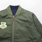 POLO RALPH LAUREN Reversible MA-1 Flight Jacket L Khaki Navy Polyester Patch Small Pony Embroidery TALON Zip
