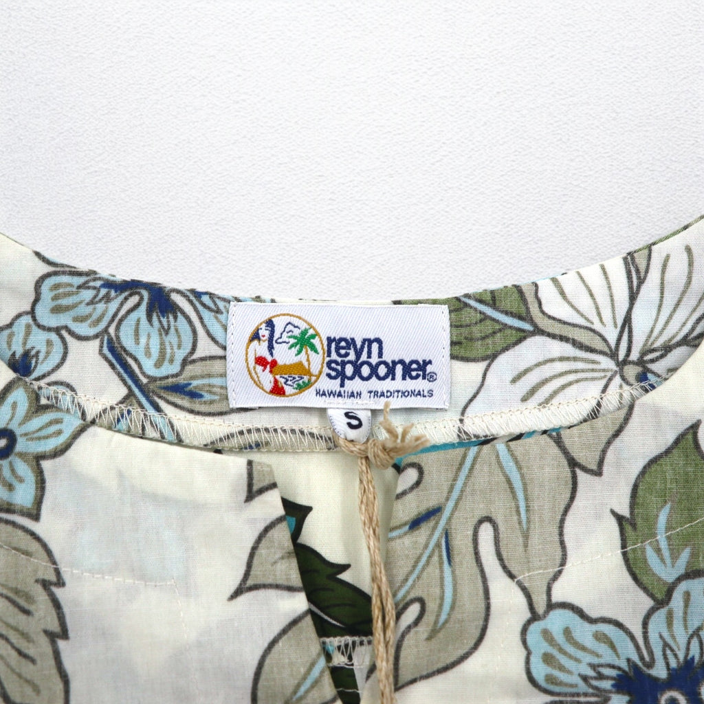 Reyn Spooner Pullover Aloha Shirt S Beige Cotton All-over Hibiscus Pattern Unused