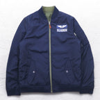 POLO RALPH LAUREN Reversible MA-1 Flight Jacket L Khaki Navy Polyester Patch Small Pony Embroidery TALON Zip