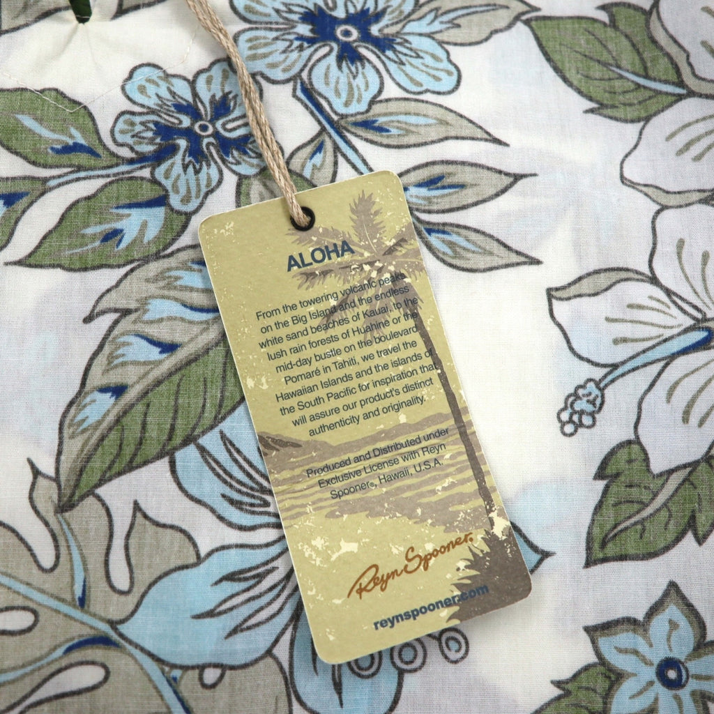 Reyn Spooner Pullover Aloha Shirt S Beige Cotton All-over Hibiscus Pattern Unused