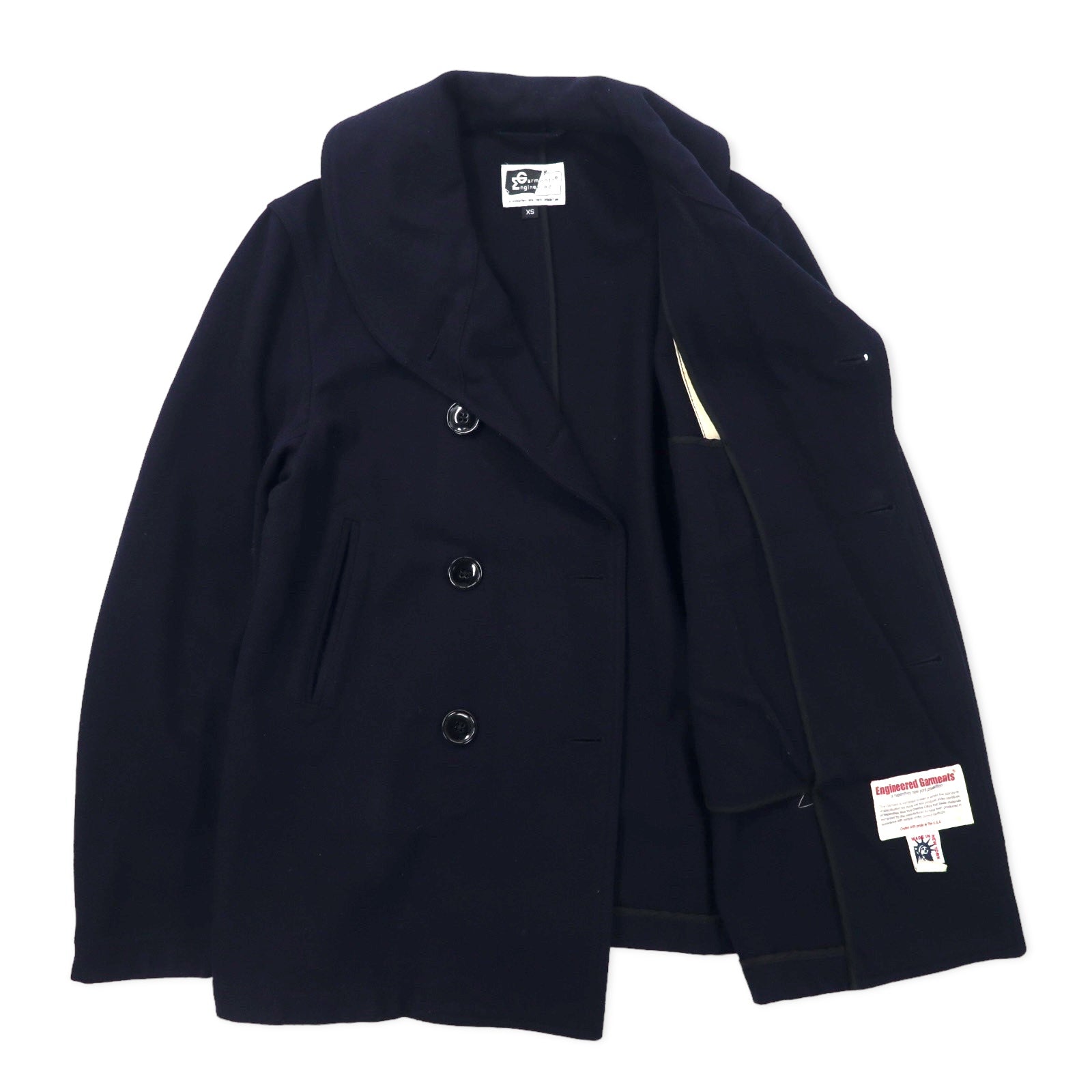 Engineered Garments USA Made Oversized Melton Peacoat XS Navy Wool