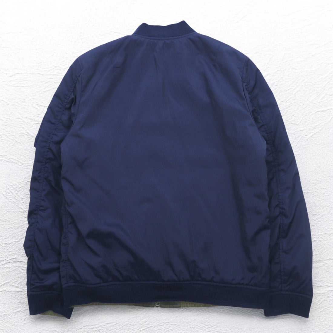 POLO RALPH LAUREN Reversible MA-1 Flight Jacket L Khaki Navy Polyester Patch Small Pony Embroidery TALON Zip