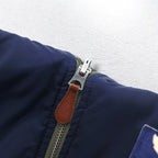 POLO RALPH LAUREN Reversible MA-1 Flight Jacket L Khaki Navy Polyester Patch Small Pony Embroidery TALON Zip