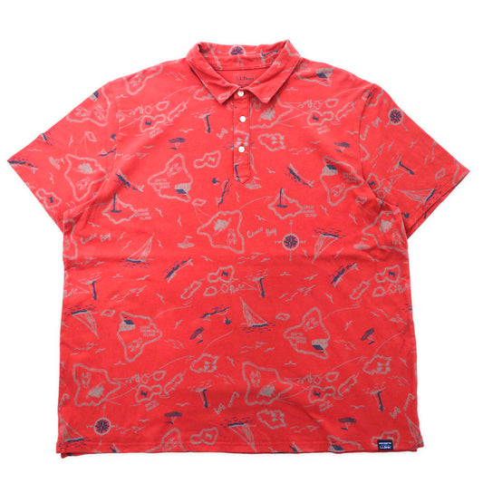 日本然リトテ-古着オンライン-L.L.Bean ポロシャツ XXL ピンク 総柄 マリン コットン TRADITIONAL FIT ビッグサイズ-L.L.Bean polo shirt XXL pink Patterned Marinkotton Traditional Fit Big Size