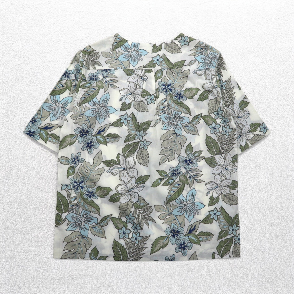 Reyn Spooner Pullover Aloha Shirt S Beige Cotton All-over Hibiscus Pattern Unused