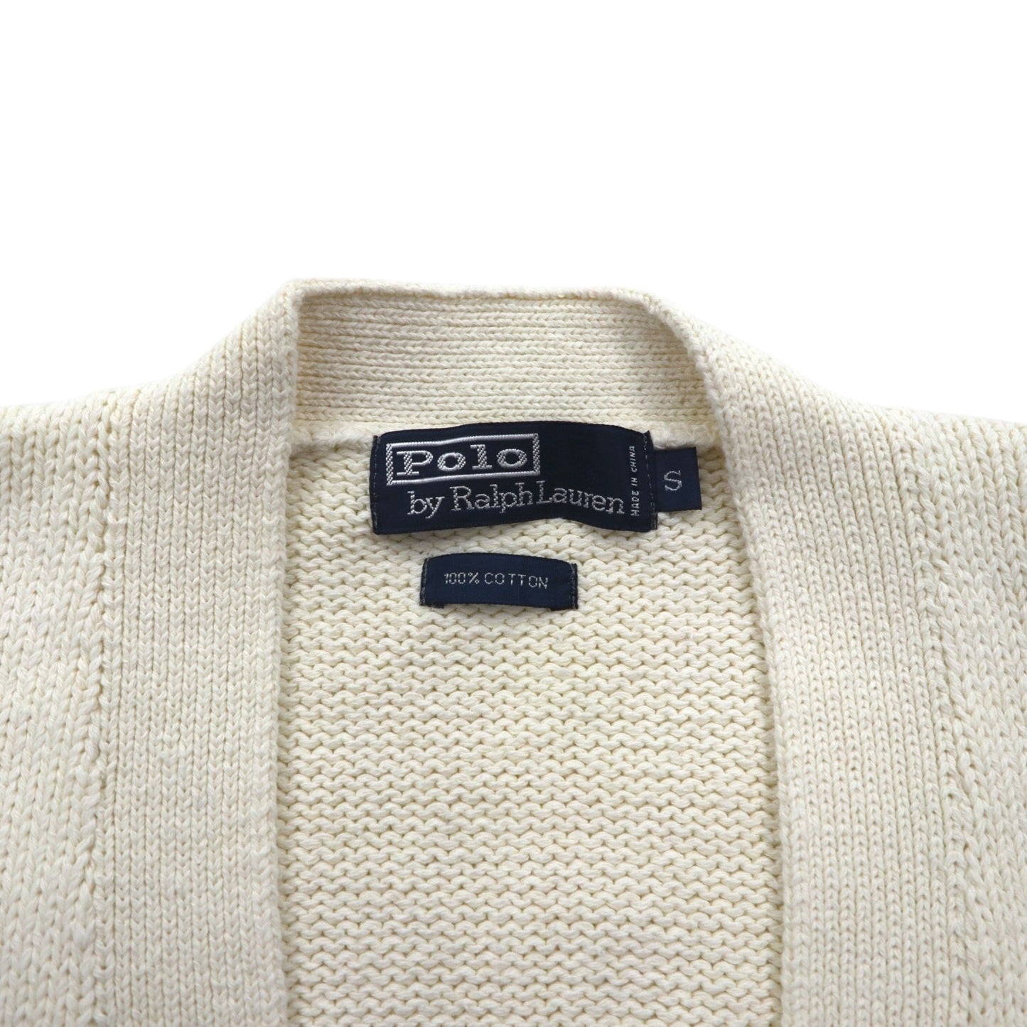 Polo Ralph Lauren 90年代 ニット Vネック カーディガン L ホワイト スモールポニー刺繡 未使用品