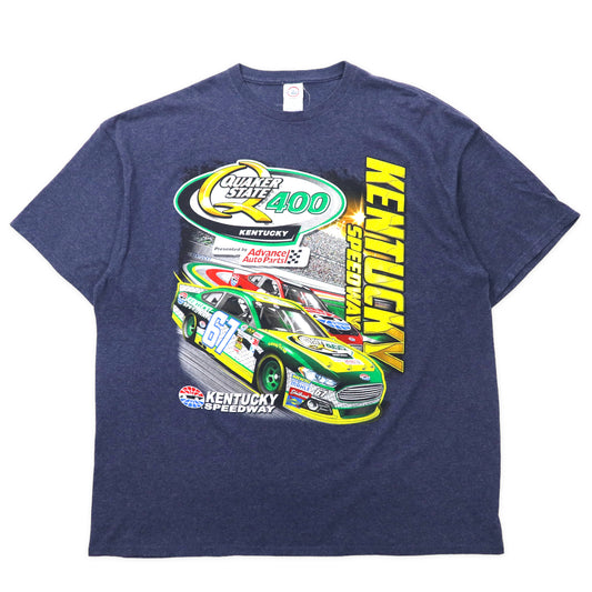 日本然リトテ-古着オンライン-DELTA 両面プリント Tシャツ 2XL ネイビー コットン レーシングカー KENTUCKY SPEEDWAY ビッグサイズ-