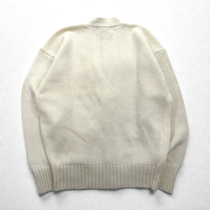 Polo Ralph Lauren 90年代 ニット Vネック カーディガン L ホワイト スモールポニー刺繡 未使用品