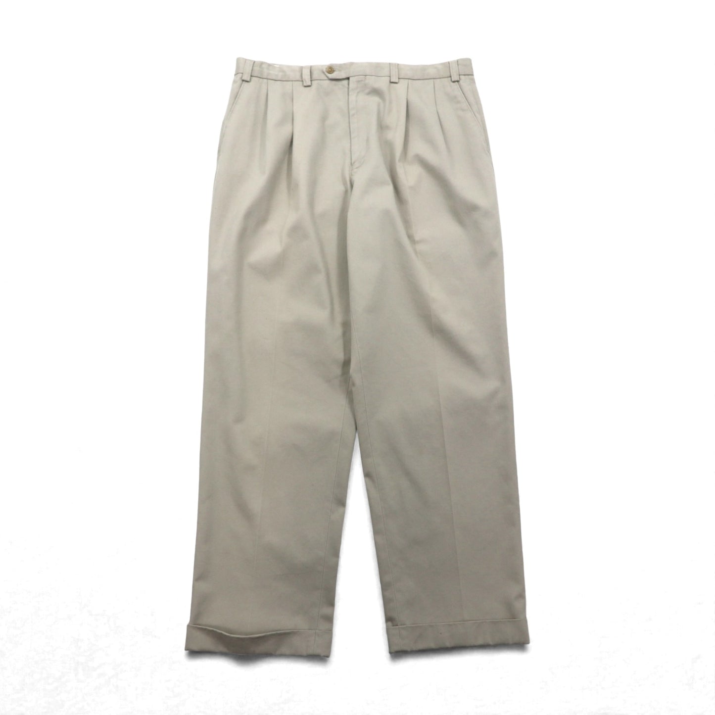 LAUREN RALPH LAUREN 90年代 2タック ワイド チノパンツ ワークパンツ L ベージュ プリーツ ダブルカフス