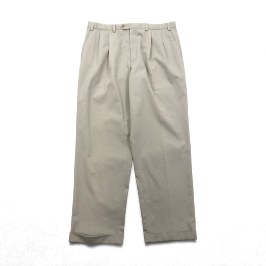 LAUREN RALPH LAUREN 90年代 2タック ワイド チノパンツ ワークパンツ L ベージュ プリーツ ダブルカフス