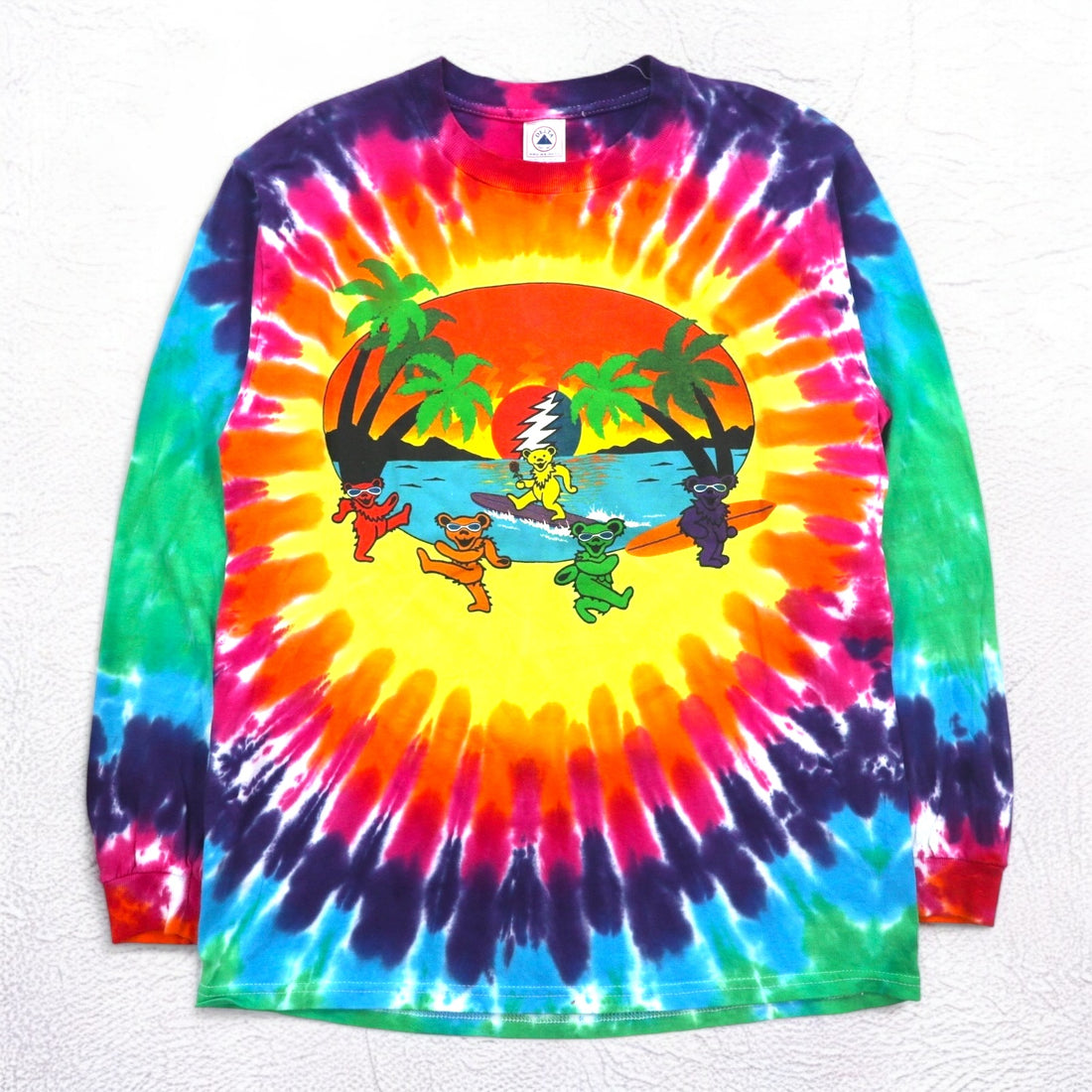 GRATEFUL DEAD ダンシングベア タイダイ ロングスリーブTシャツ ロンT M マルチカラー DELTAボディ グレートフルデッド