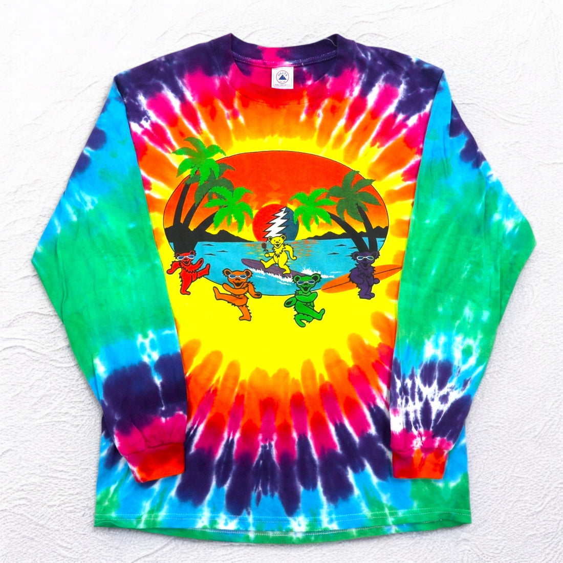 GRATEFUL DEAD ダンシングベア タイダイ ロングスリーブTシャツ ロンT M マルチカラー DELTAボディ グレートフルデッド