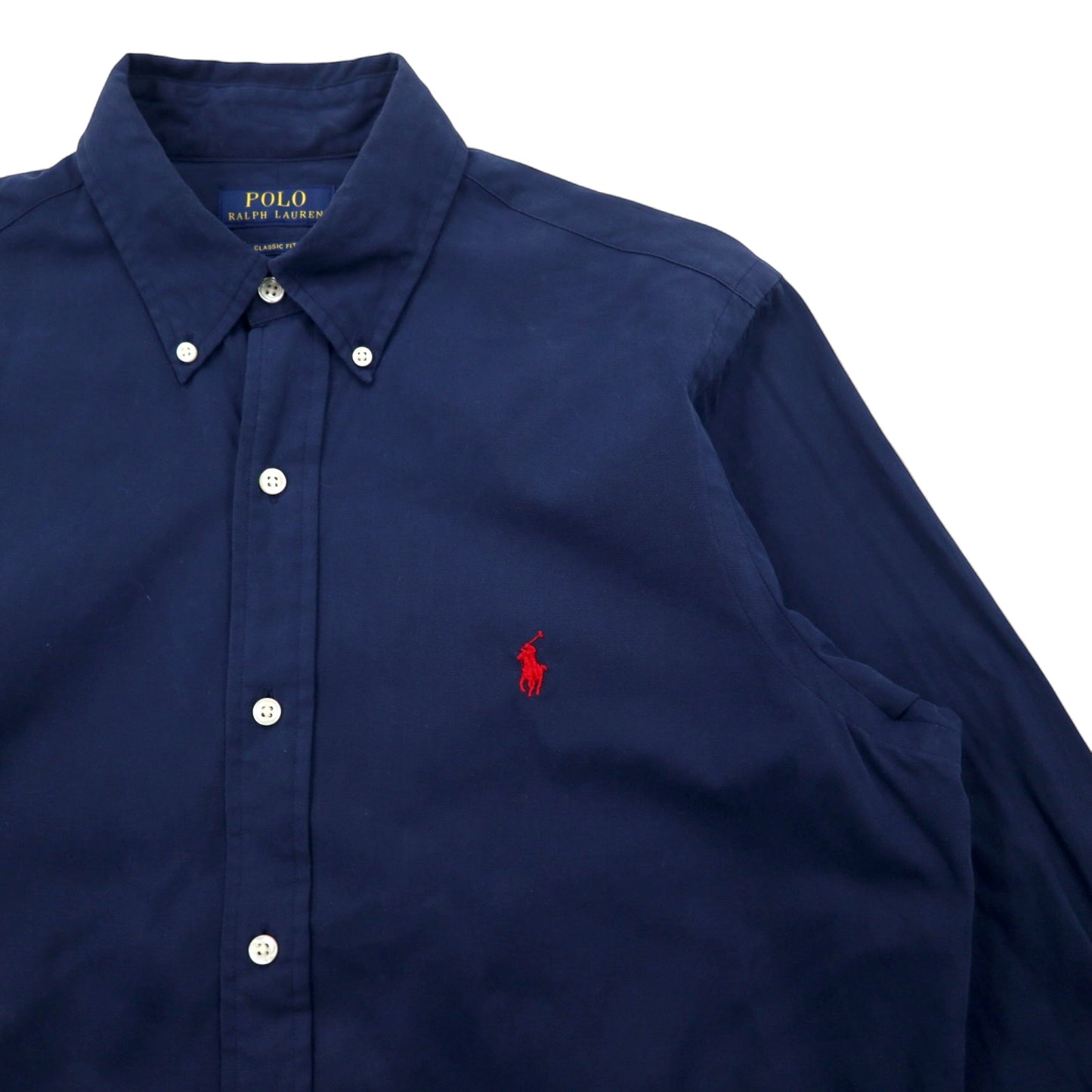 POLO RALPH LAUREN クラシックフィット ボタンダウンシャツ M ネイビー コットン スモールポニー 刺繍 CLASSIC FIT