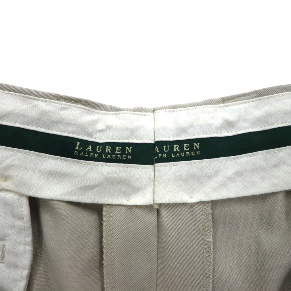 LAUREN RALPH LAUREN 90年代 2タック ワイド チノパンツ ワークパンツ L ベージュ プリーツ ダブルカフス