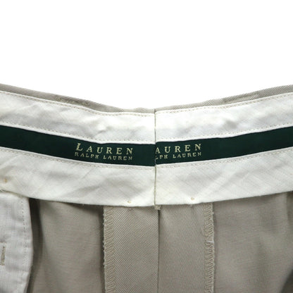 LAUREN RALPH LAUREN 90年代 2タック ワイド チノパンツ ワークパンツ L ベージュ プリーツ ダブルカフス