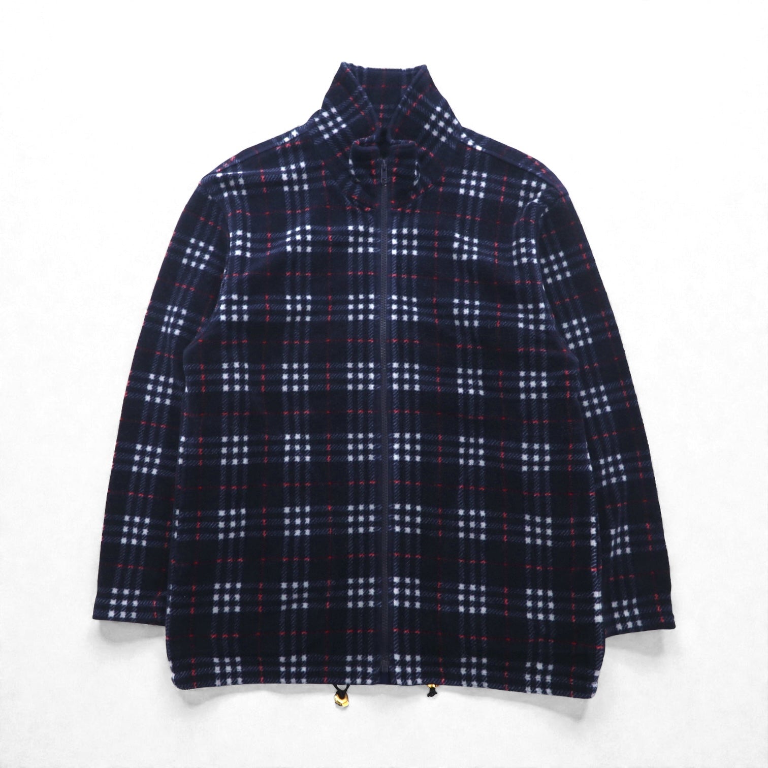 BURBERRY ノバチェック フルジップ フリースジャケット L ネイビー ドローコード