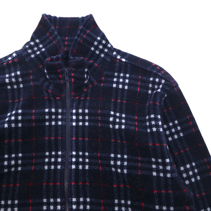 BURBERRY ノバチェック フルジップ フリースジャケット L ネイビー ドローコード