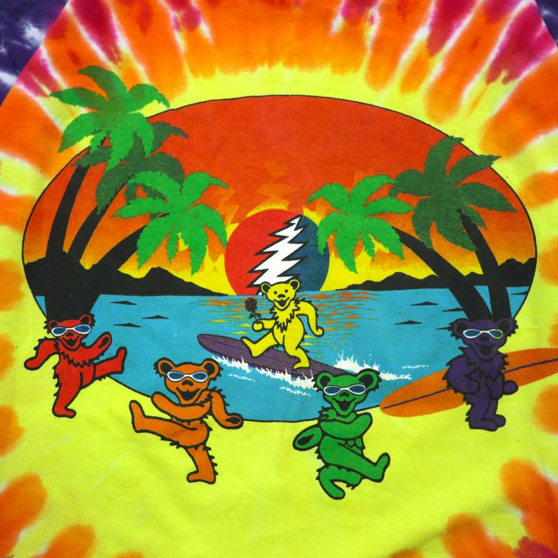 GRATEFUL DEAD ダンシングベア タイダイ ロングスリーブTシャツ ロンT M マルチカラー DELTAボディ グレートフルデッド