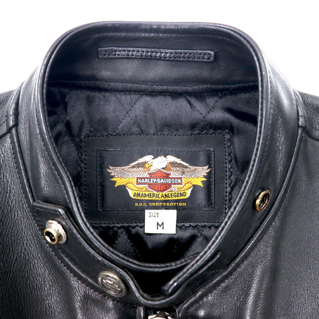 HARLEY DAVIDSON Single Riders Leather Jacket M Black Cowhide Quilted Liner 40192