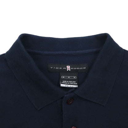NIKE Dri-Fit Polo Shirt, Medium, Navy, Cotton, Pique, TIGER WOODS, Swoosh