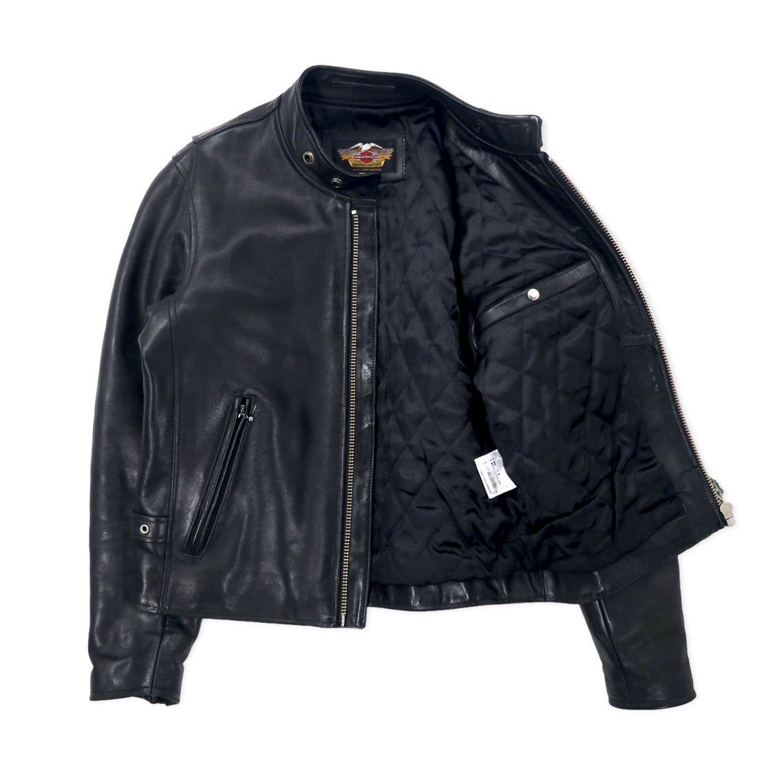 HARLEY DAVIDSON Single Riders Leather Jacket M Black Cowhide Quilted Liner 40192
