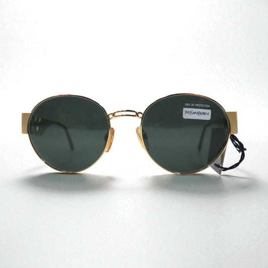 YVES SAINT LAURENT イタリア製 ボストン サングラス ゴールド メタルフレーム ラウンド 6037 Y101 135 未使用品 ヴィンテージ