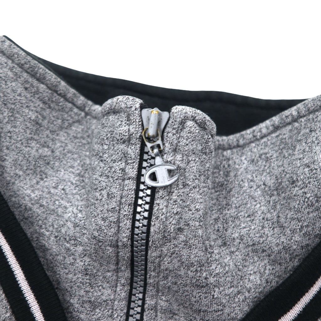 Champion USA 90s Made in Italy Half Zip Layered Sweatshirt XL Grey Cotton Script Logo Patch