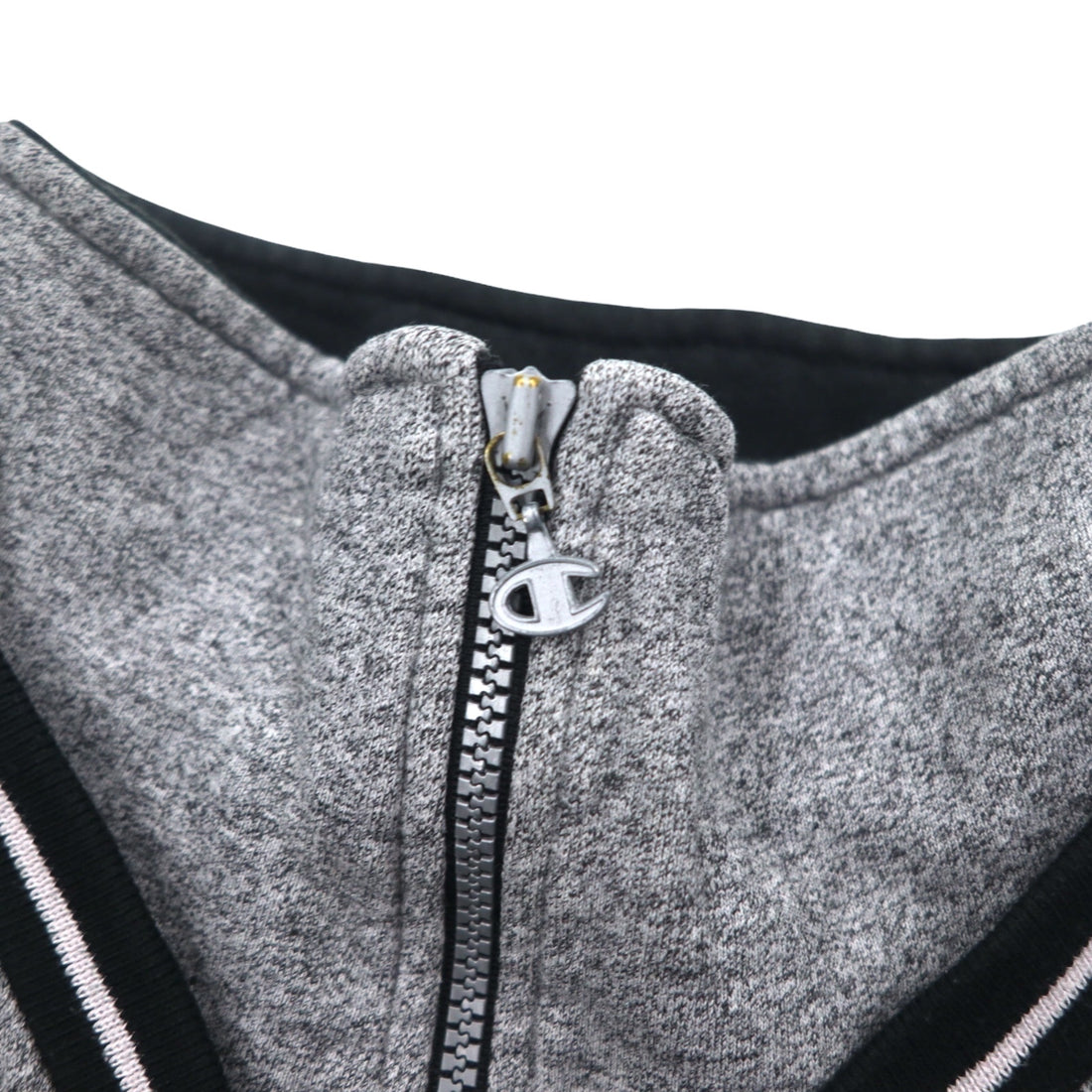 Champion USA 90s Made in Italy Half Zip Layered Sweatshirt XL Grey Cotton Script Logo Patch