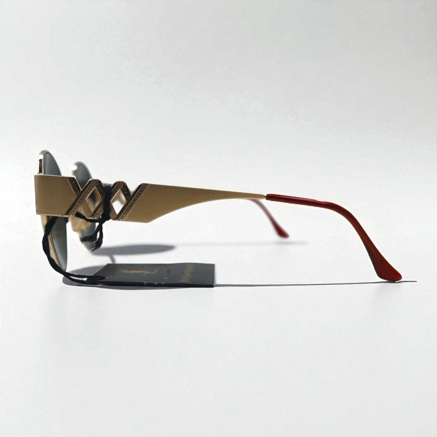 YVES SAINT LAURENT イタリア製 ボストン サングラス ゴールド メタルフレーム ラウンド 6037 Y101 135 未使用品 ヴィンテージ