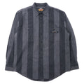 日本然リトテ-古着オンライン-HARLEY DAVIDSON フランネル ワークシャツ L グレー ストライプ コットン メキシコ製-HARLEY DAVIDSON Flannel Work Shirt L Gray Striped Cotton Mexico Made