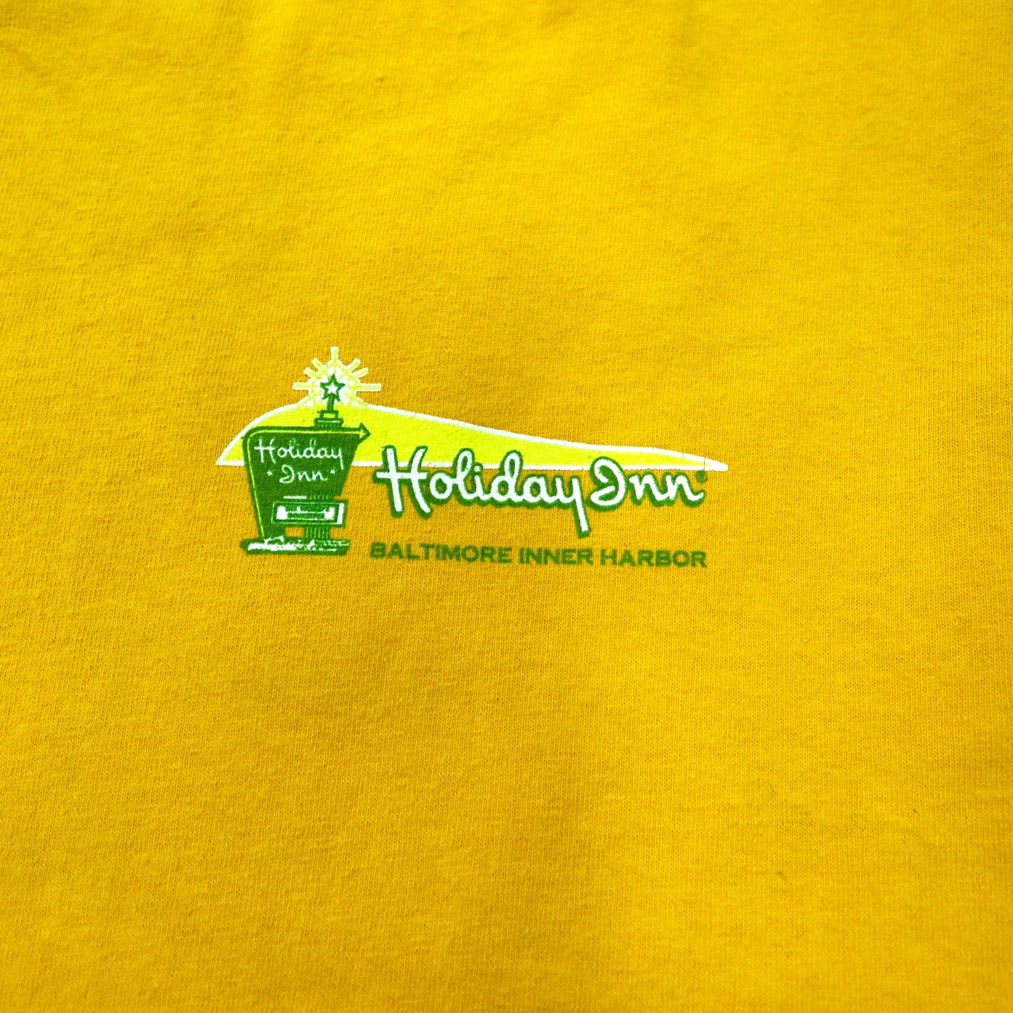 Champion リンガーTシャツ L イエロー コットン バックプリント Holiday Inn