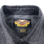 HARLEY DAVIDSON フランネル ワークシャツ L グレー ストライプ コットン メキシコ製