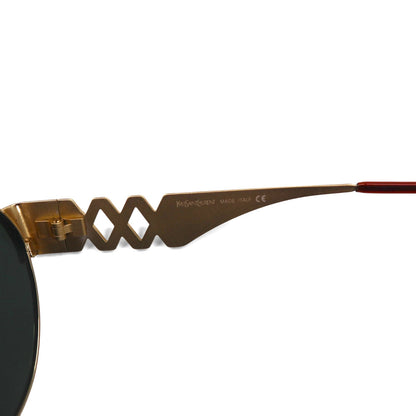 YVES SAINT LAURENT イタリア製 ボストン サングラス ゴールド メタルフレーム ラウンド 6037 Y101 135 未使用品 ヴィンテージ