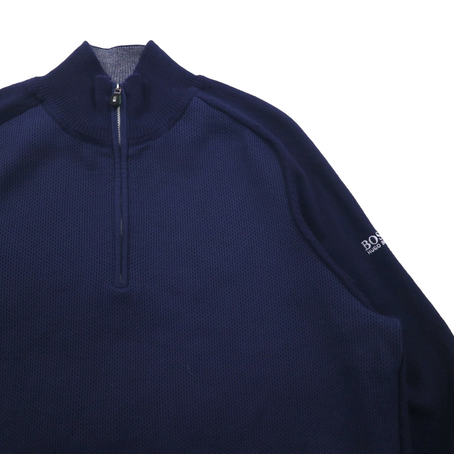 HUGO BOSS トルコ製 ハーフジップ ニット セーター XL ネイビー ウール 羊毛