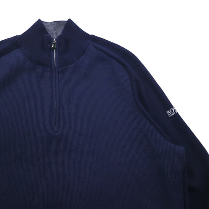 HUGO BOSS トルコ製 ハーフジップ ニット セーター XL ネイビー ウール 羊毛