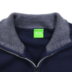 HUGO BOSS トルコ製 ハーフジップ ニット セーター XL ネイビー ウール 羊毛