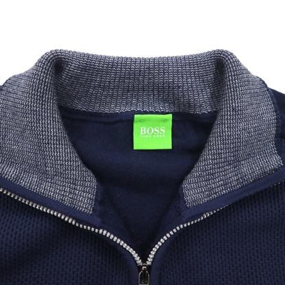 HUGO BOSS トルコ製 ハーフジップ ニット セーター XL ネイビー ウール 羊毛