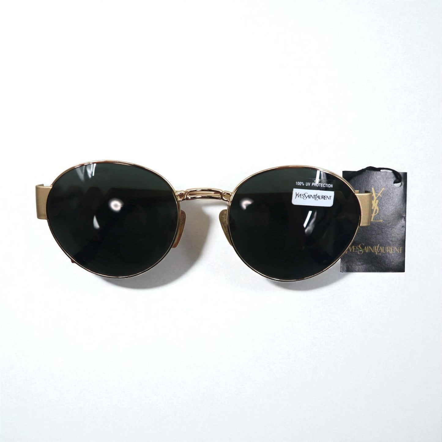 YVES SAINT LAURENT イタリア製 ボストン サングラス ゴールド メタルフレーム ラウンド 6037 Y101 135 未使用品 ヴィンテージ