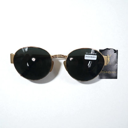 YVES SAINT LAURENT イタリア製 ボストン サングラス ゴールド メタルフレーム ラウンド 6037 Y101 135 未使用品 ヴィンテージ