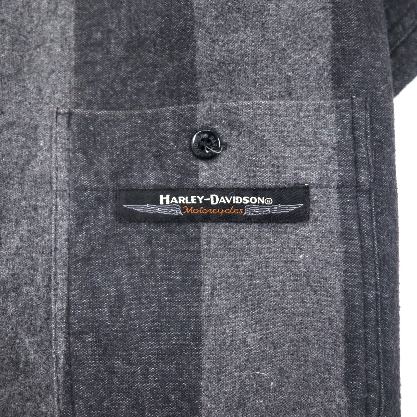 HARLEY DAVIDSON フランネル ワークシャツ L グレー ストライプ コットン メキシコ製