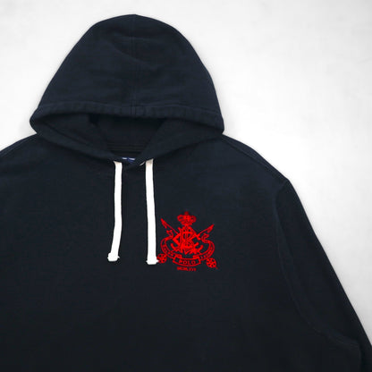 Polo Ralph Lauren 90s Reverse Weave Pullover Hoodie, Size XL, Black, with Embroidered Emblem Logo