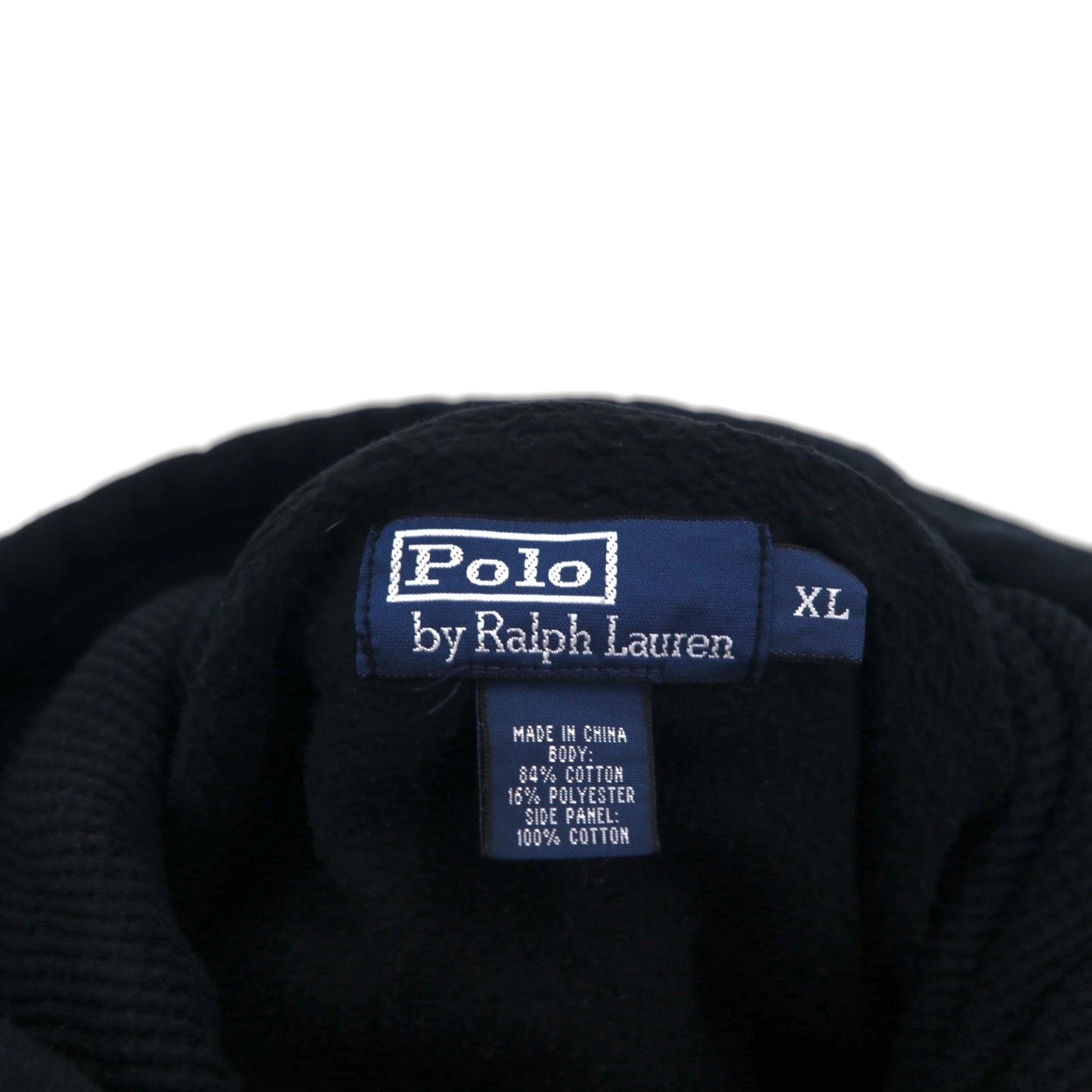 Polo Ralph Lauren 90s Reverse Weave Pullover Hoodie, Size XL, Black, with Embroidered Emblem Logo