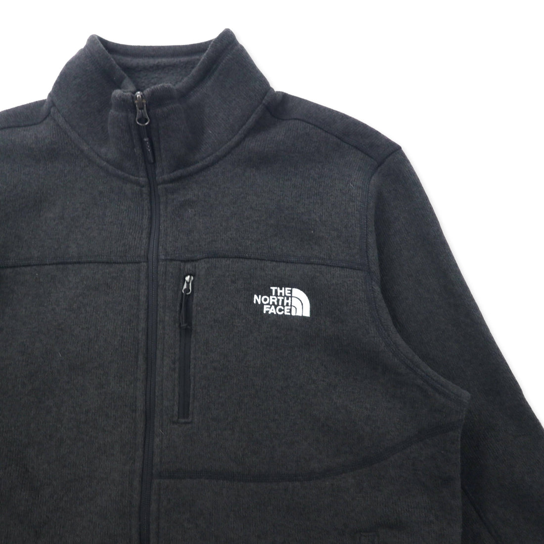 THE NORTH FACE Full Zip Fleece Jacket L Gray Polyester Logo Embroidery
