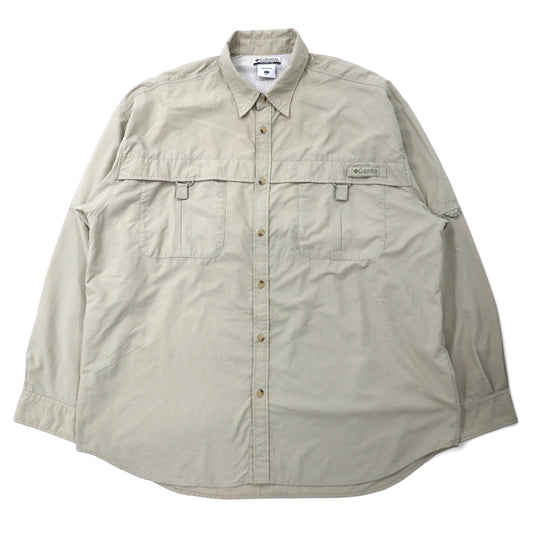 Columbia PFG バハマ II ロングスリーブシャツ フィッシングシャツ XL ベージュ ナイロン UPF 30+ ビッグサイズ BAHAMA II L/S SHIRT FM7106