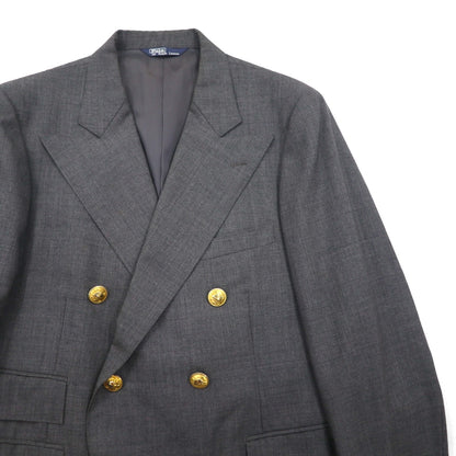Polo Ralph Lauren 80年代 日本製 ピークドラペル ダブルブレスト セットアップ スーツ M グレー 金ボタン